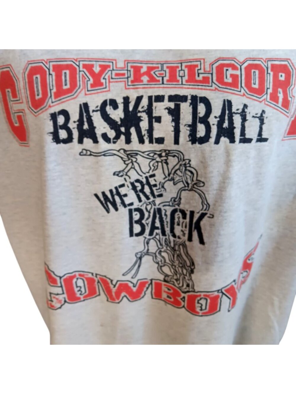 XL Men's T-Shirt Y2k 2003 Small Town Cowboys Basketball Team Trashed Heather